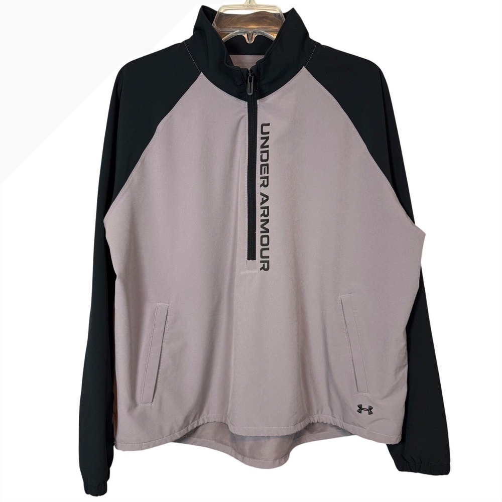 Under Armour Women's Storm ½ Zip Windbreaker Pullover Jacket Gray Black Size LG